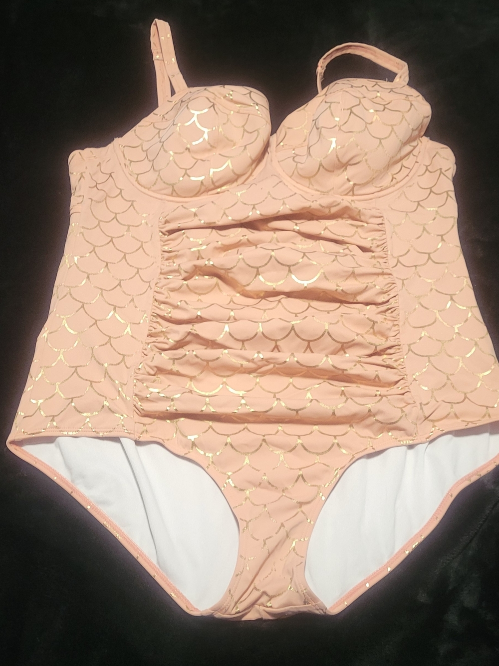 Torrid Pink One-Piece Swimsuit with Gold Scale Print